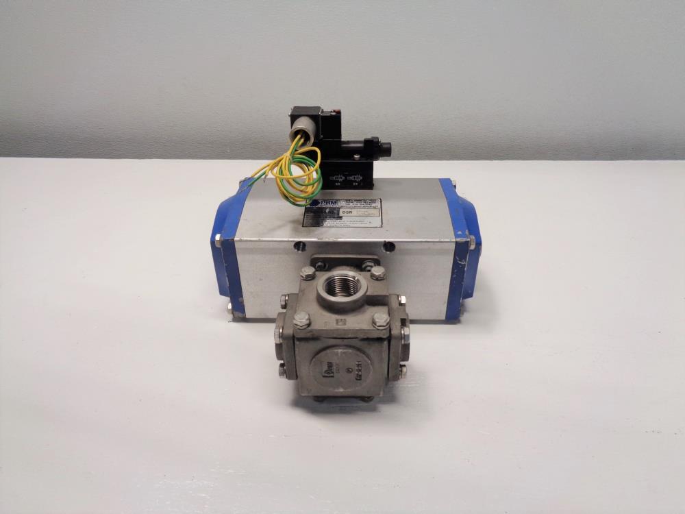 PBM 1" NPT Actuated 3-Way Ball Valve, Stainless Steel, MPH-34-S2/P0C0H64D